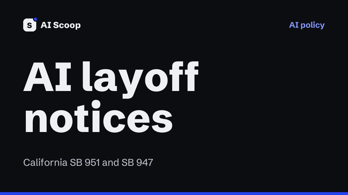 Illustration of a page with a stamped red notice and a small chip icon, for the story on California's AI layoff notice law