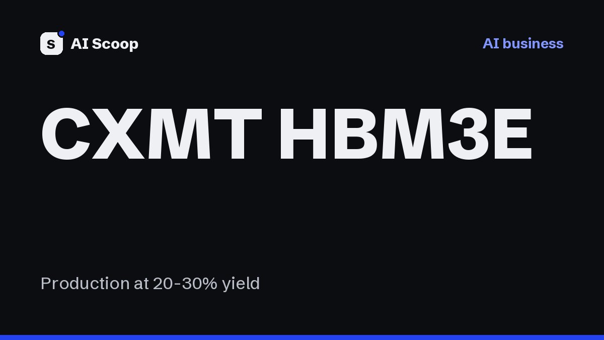 Text cover reading CXMT HBM3E, for the story on China's CXMT planning AI memory production at a 20 to 30 percent yield