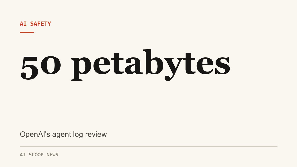 Illustration of a rising bar chart for OpenAI's 50 petabyte agent log review